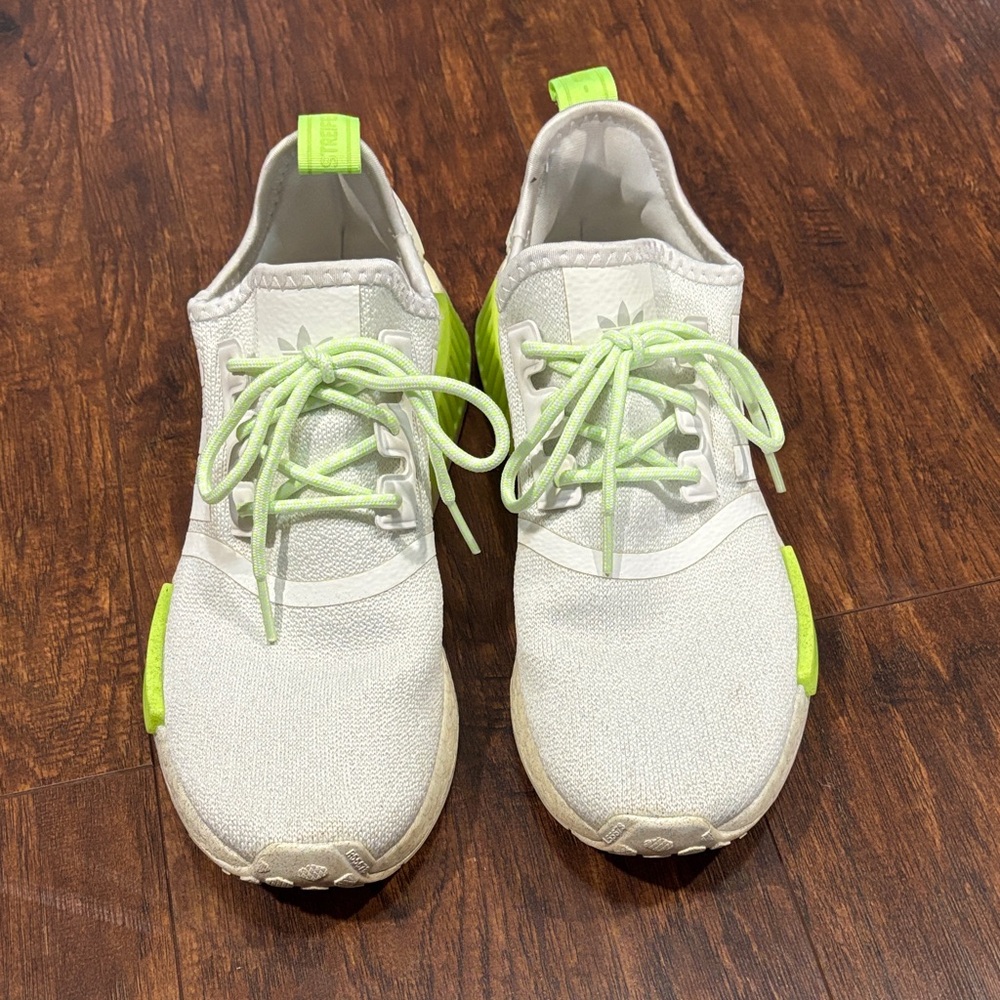 adidas White Sneakers with Neon Green Accents - Picture 2 of 12